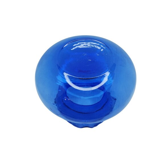 Vintage Cobalt Blue Ruffle Edge Top Globe Style Vase - Picture 10 of 13